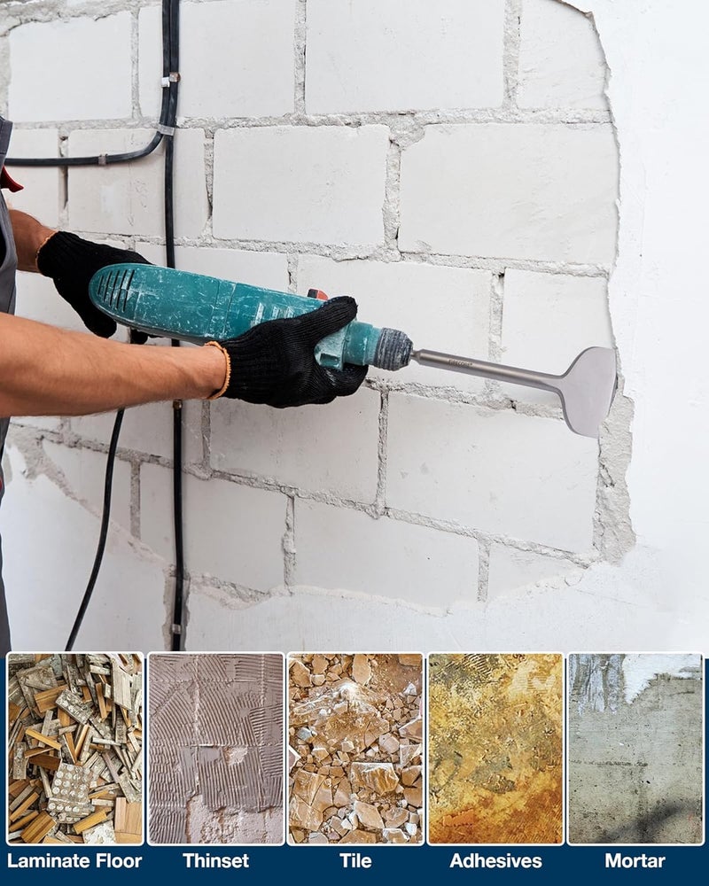 Firecore SDS Plus Chisel, 4 Inch by 11 Inch Tile Removal Bits for SDS Plus Rotary Hammer Drill, Steel Shovel Scaling Flat Chisel Tool for Thinset Vinyl Concrete Mortar Flooring Adhesives Glue - Image 5